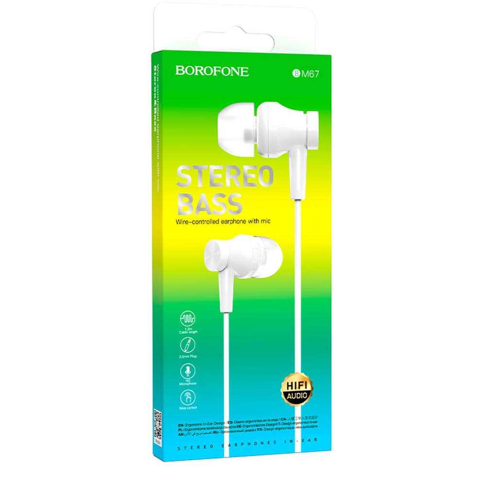 Borofone BM67 Talent Wired Earphones with Microphone-White