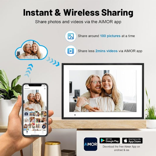 10.1" Smart Wi-Fi Digital Photo Frame – Touchscreen with App Control & Auto-Rotation