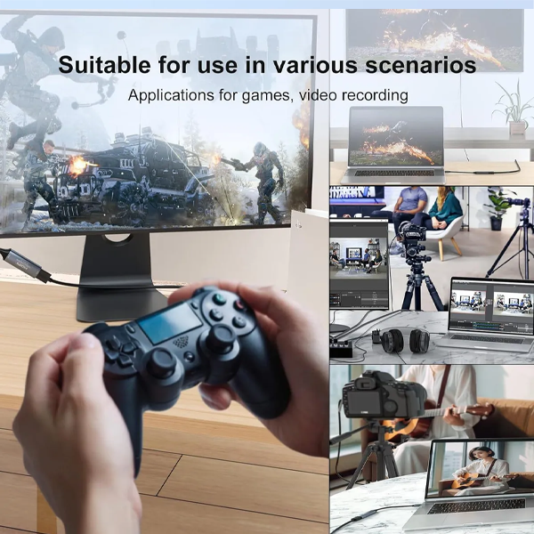 4K USB-A 3.0 Video Capture Card – HDMI-Compatible Game Grabber for PS5 Xbox Switch