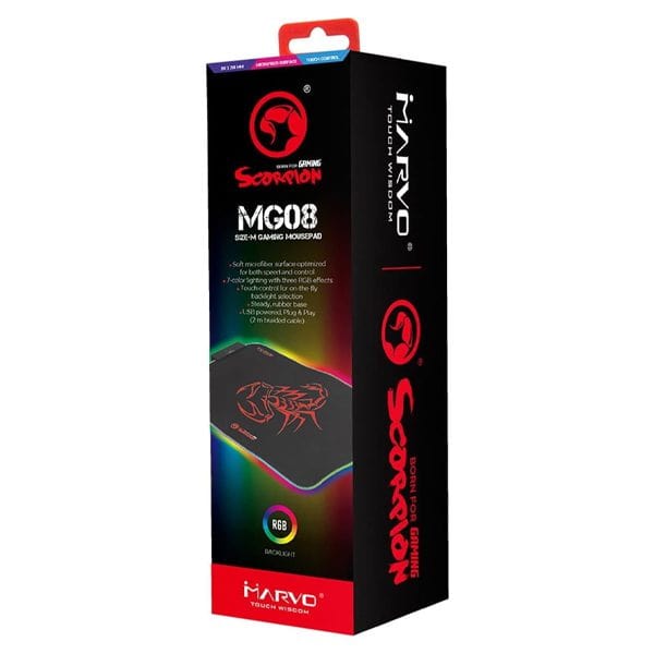 لوحة ماوس الألعاب Marvo Scorpion Mg08 بالحجم الصغير مع تأثيرات إضاءة RGB