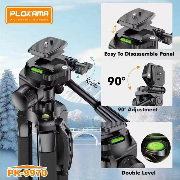 Plokama PK-9930 and PK-9970 Professional Tripods for Cameras and Phones