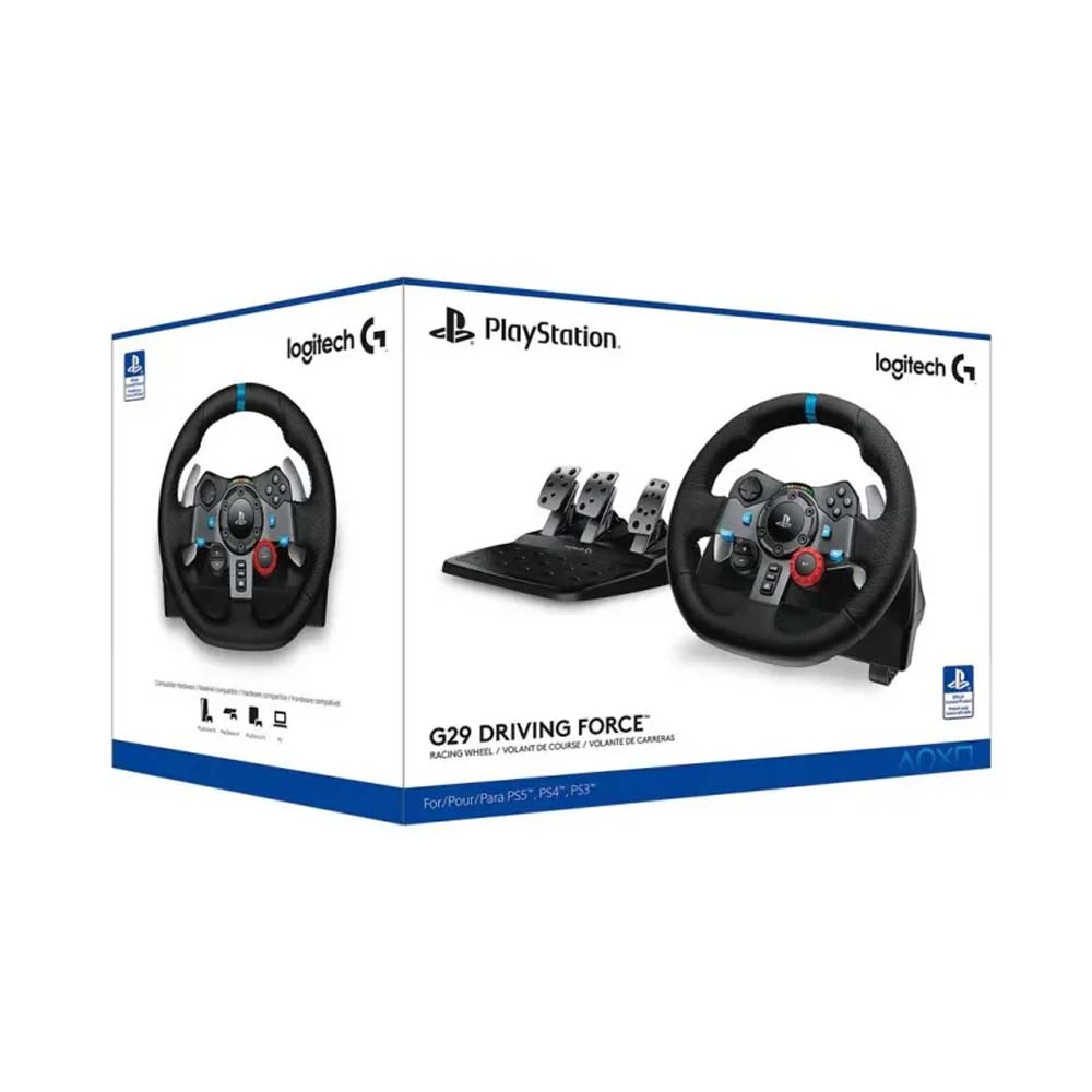 Logitech G29 Driving Force Racing Wheel with Pedals for PlayStation and PC box