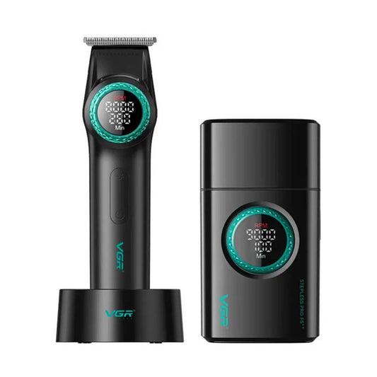 VGR V-977 Hair Trimmer and V-377 Foil Shaver Professional Barber Combo