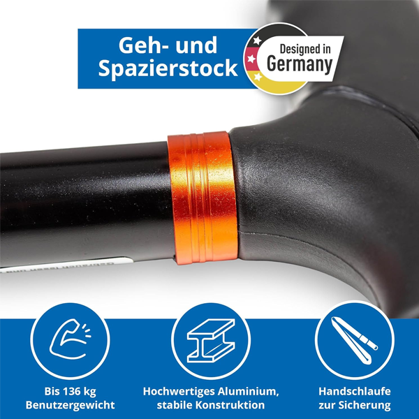 Weinberger 48748 Telescopic Walking Stick – Foldable, Lightweight & Non-Slip Support Cane
