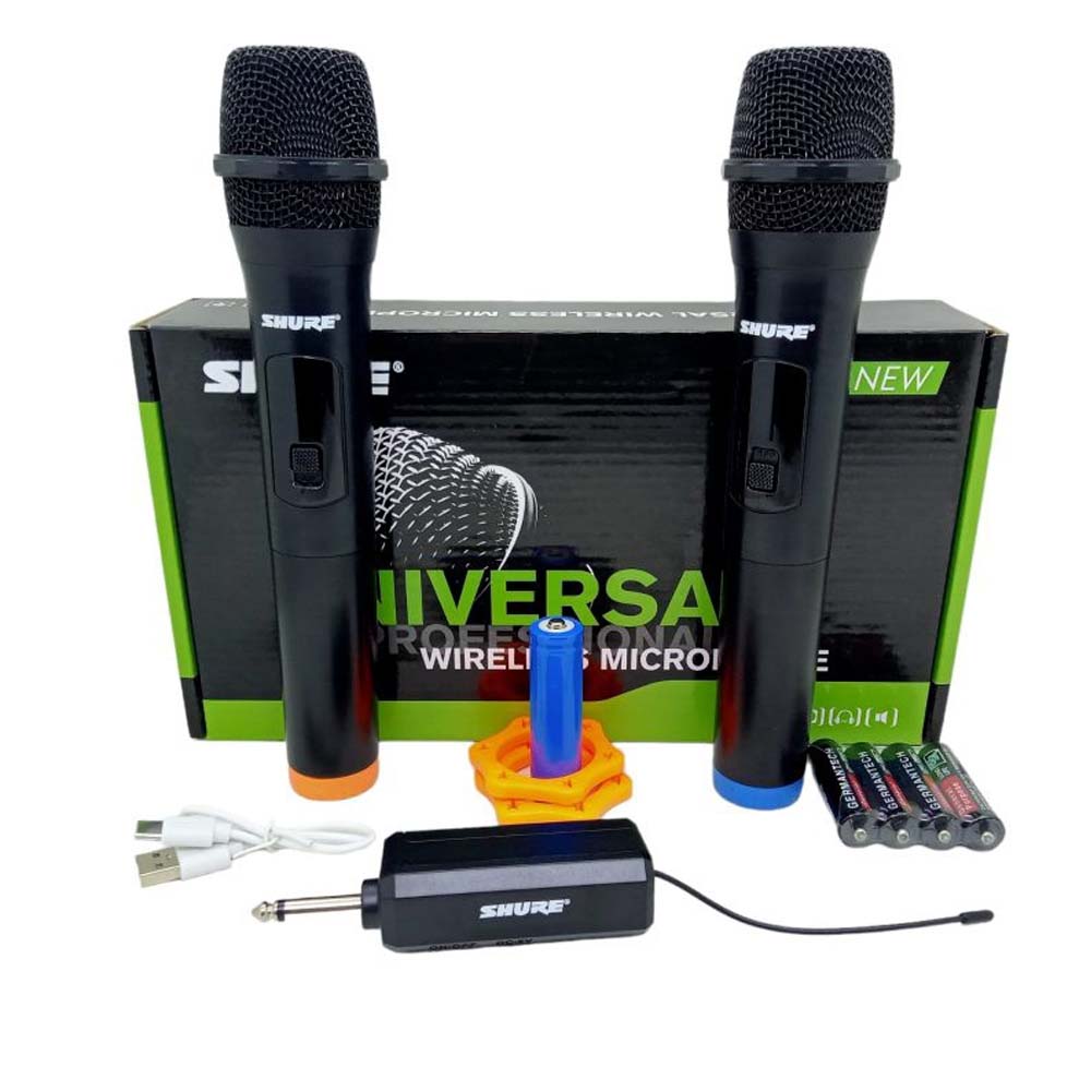Dual Wireless Microphone System with Two Handheld Microphones