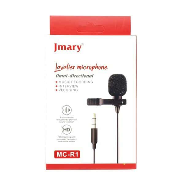 ميكروفون JMARY MC-R1 - ميكروفون احترافي Lavalier Lapel مكثف متعدد الاتجاهات لتسجيل الفيديو والمقابلات على YouTube بواسطة الهاتف المحمول