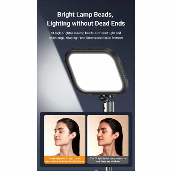 طقم إضاءة فيديو Apexel FL19 USB LED قطعتين مع حامل ثلاثي القوائم وفلاتر ألوان