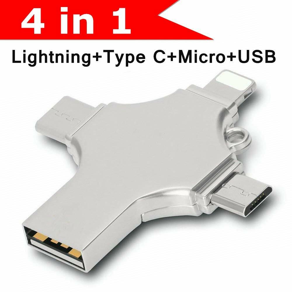 4‑in‑1 OTG USB 3.0 Type‑C Adapter – Multi‑Port Connector for iPhone, iPad, Android & PC