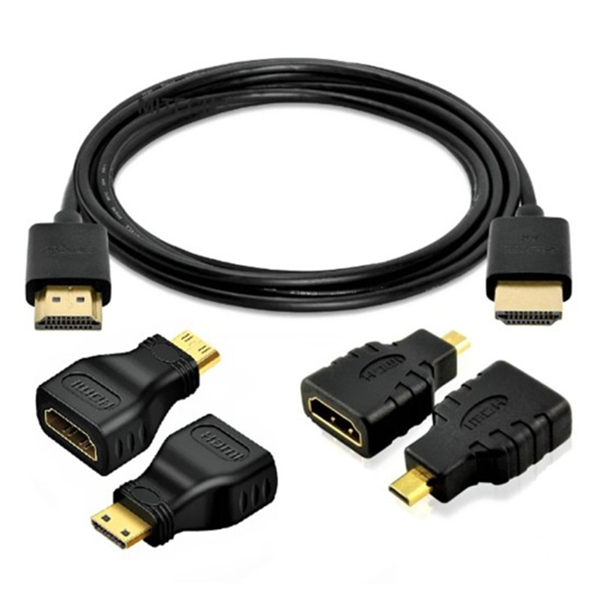 3-in-1 HDTV High-Speed HDMI Cable with Micro & Mini HDMI Adapter 1080P 1.5M