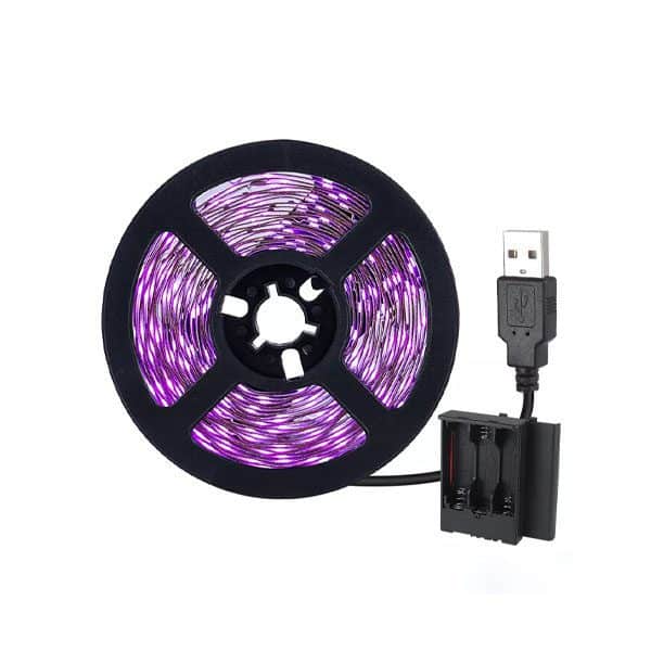 شريط إضاءة LED بالأشعة فوق البنفسجية يعمل بمنفذ USB بجهد 5 فولت بطول 395-405 نانومتر، 2835، 60 مصباحًا/م، مرن، بنفسجي، ضوء أسود، حفلة فلورية للدي جي