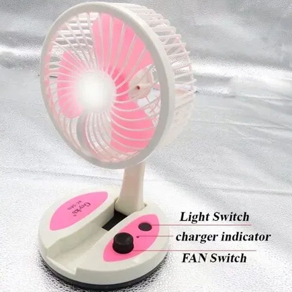 مروحة YU قوية قابلة لإعادة الشحن – متعددة السرعات، إضاءة LED وتصميم محمول