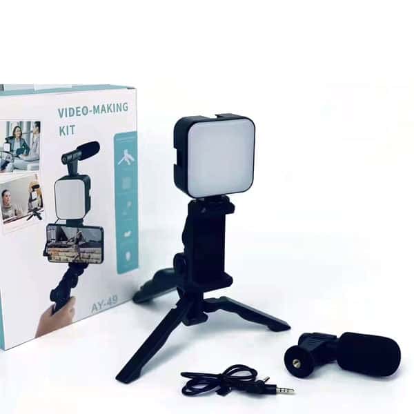 Video Making Kit S846 | Vlogging Tripod AY-49 (Black) | Professional Video Setup
