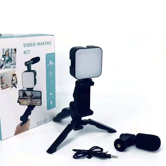 Video Making Kit S846 | Vlogging Tripod AY-49 (Black) | Professional Video Setup