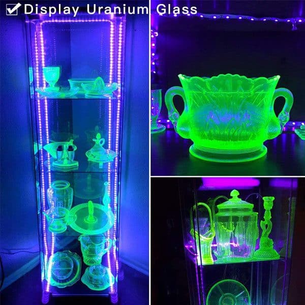 مصباح الأشعة فوق البنفسجية Deep Dream Black Light بطول 16.4 قدم/5 متر، شريط إضاءة LED بنمط SMD 2835 مكون من 300 مصباح LED مزود بمصدر طاقة 12 فولت، بمعيار IP65 لغرف النوم وحفلات الدي جيه المتوهجة وديكور غرف الهالوين