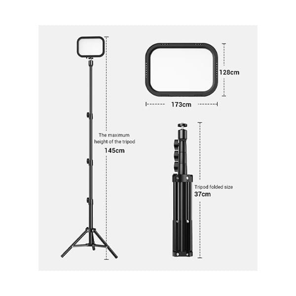 طقم إضاءة فيديو Apexel FL19 USB LED قطعتين مع حامل ثلاثي القوائم وفلاتر ألوان