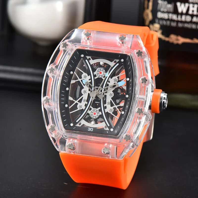 Luxury 6-pin Richard quartz watch transparent bezel men's automatic watch men's designer wrist waterproof watch