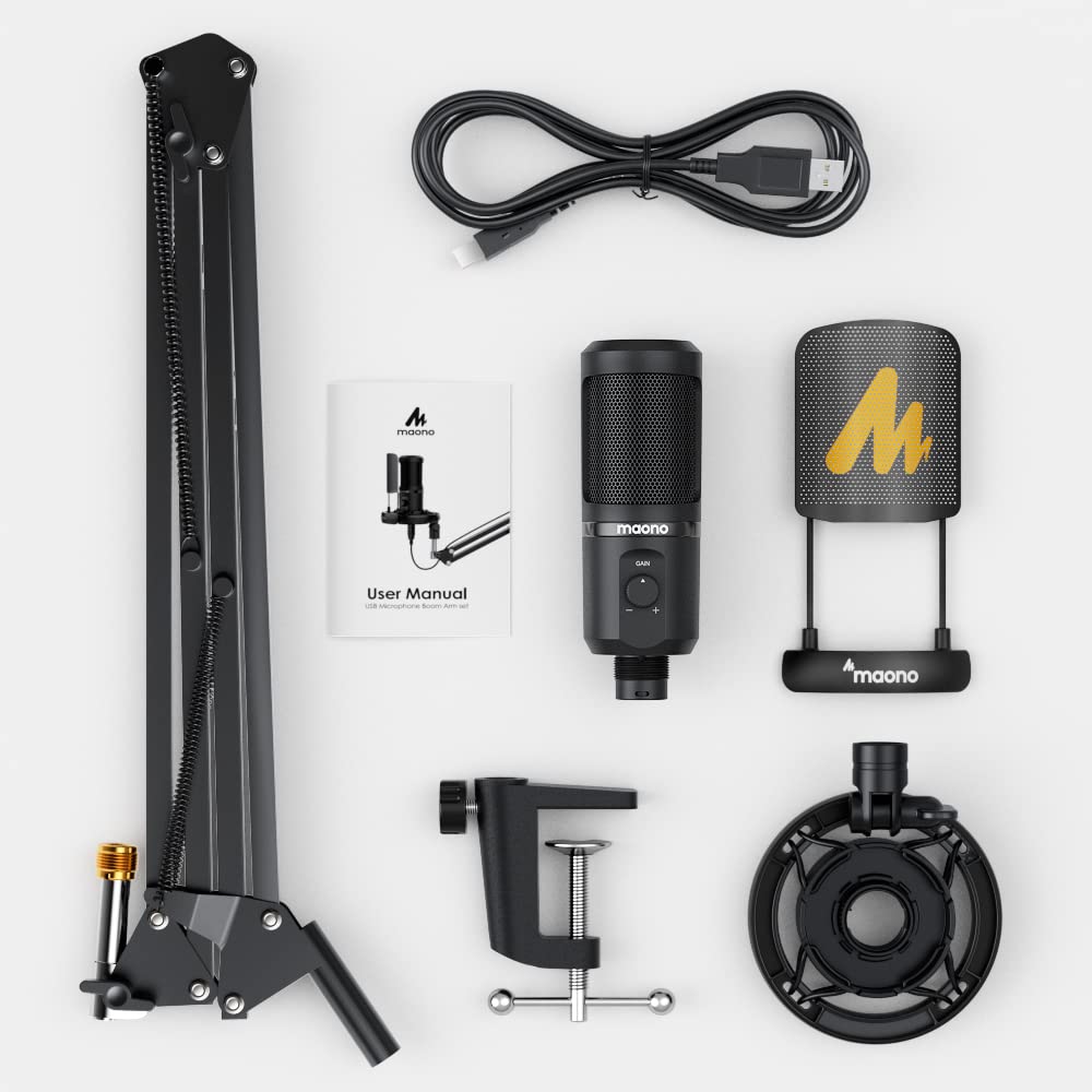 Maono PM461S USB Condenser Microphone with Gain Control for Streaming, Gaming & Podcasting