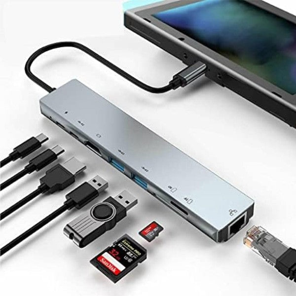 USB-C 8-in-1 Multiport Adapter – HDMI, USB 3.0, SD/TF, PD Charging