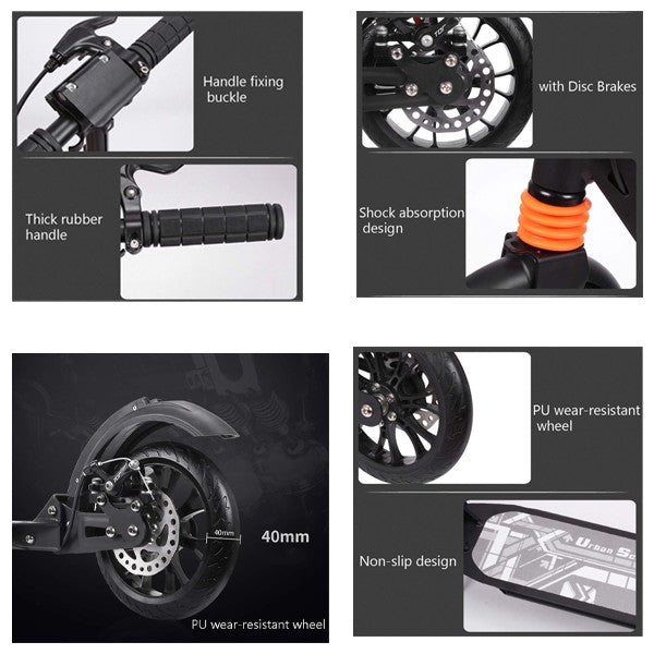 Portable Lightweight Kick Scooter for Adults, Teens & Kids – Foldable with Adjustable Handlebar and Suspension