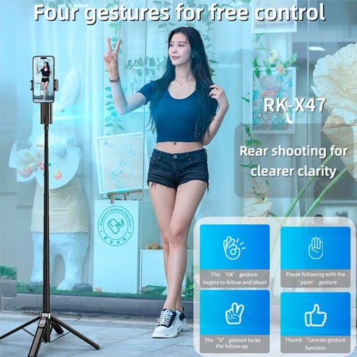 Auto AI Face Tracking Camera Phone Holder 360° – Smart Shooting Stand for Smartphones