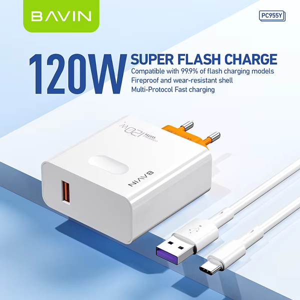BAVIN 120W Wall Charger PC955Y fast charging multi-port USB adapter fireproof design