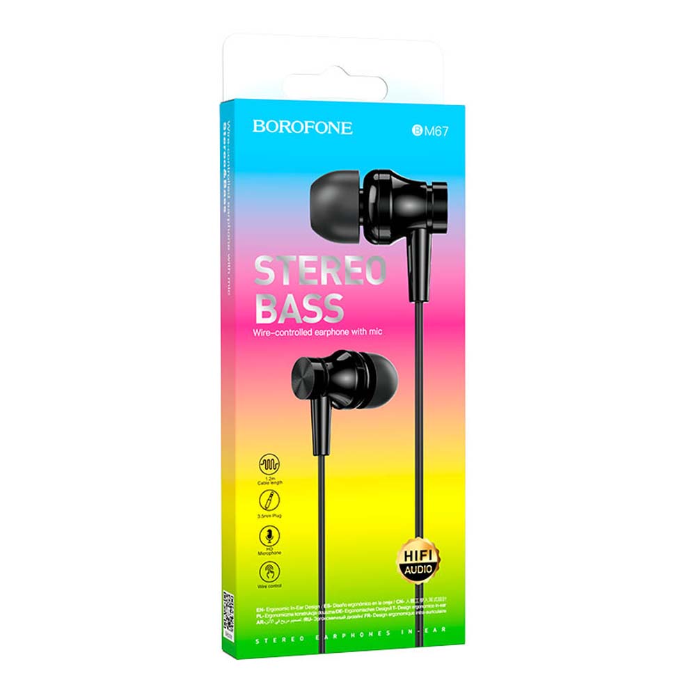 Borofone BM67 Talent Wired Earphones with Microphone -Black