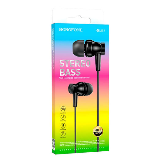 Borofone BM67 Talent Wired Earphones with Microphone -Black