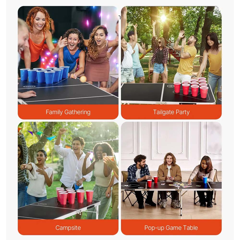 CRIVIT Folding Party Game Table with Cup Position Markings