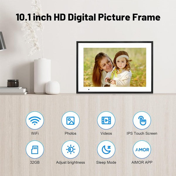10.1" Smart Wi-Fi Digital Photo Frame – Touchscreen with App Control & Auto-Rotation