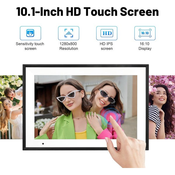 10.1" Smart Wi-Fi Digital Photo Frame – Touchscreen with App Control & Auto-Rotation
