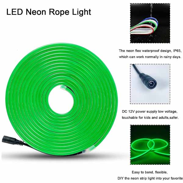 Flexible LED Strip Light with Adapter – Waterproof Outdoor Decorative Lighting
