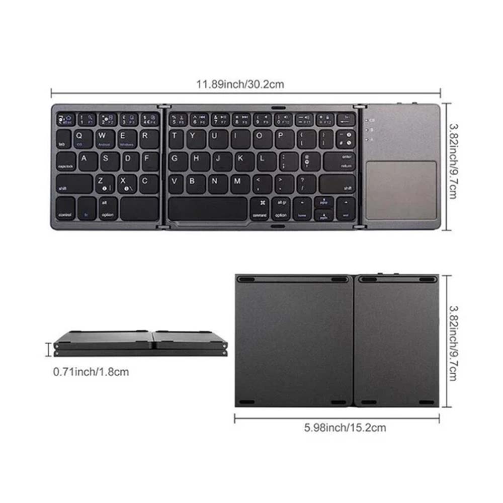 B033 Foldable Wireless Bluetooth Keyboard with Integrated Touchpad dimension