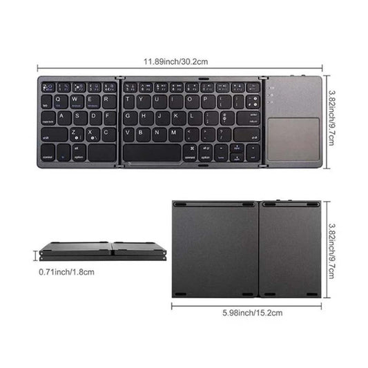 B033 Foldable Wireless Bluetooth Keyboard with Integrated Touchpad dimension