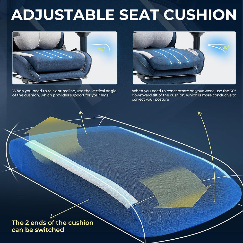 Dowinx Fabric Gaming Chair with Footrest and Lumbar Support