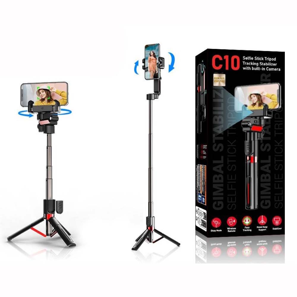 C10 AI Face Tracking 360 Degree Gimbal Stabilizer Selfie Stick with Tripod