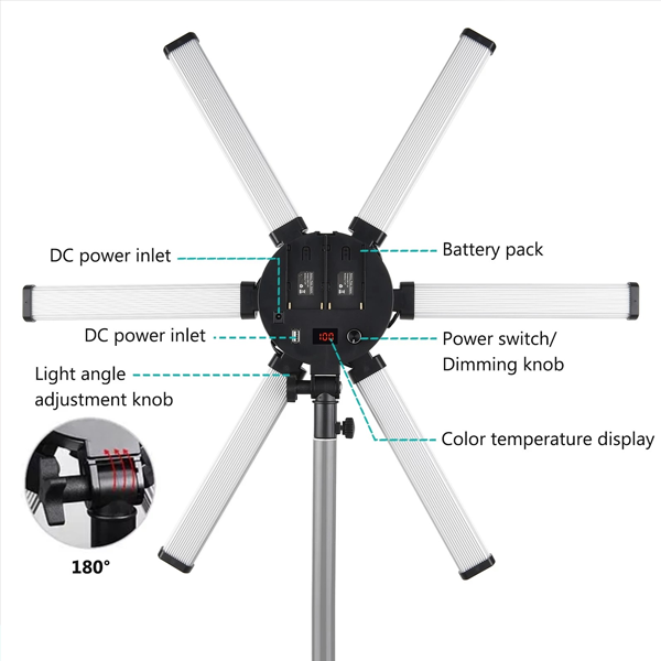 HD-60X RGB Floor LED Fill Light with Tripod & Phone Holder