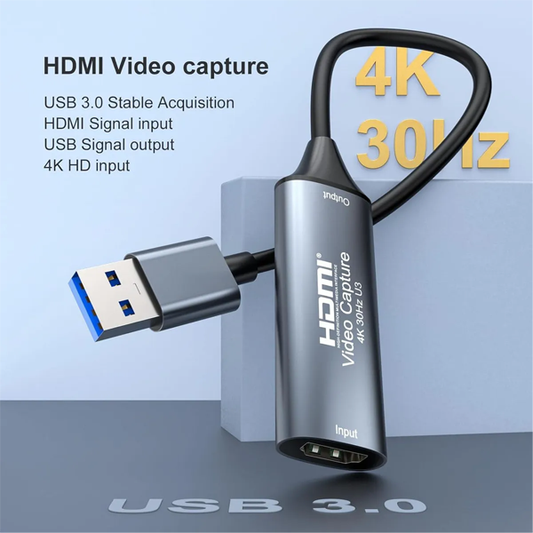 4K USB-A 3.0 Video Capture Card – HDMI-Compatible Game Grabber for PS5 Xbox Switch