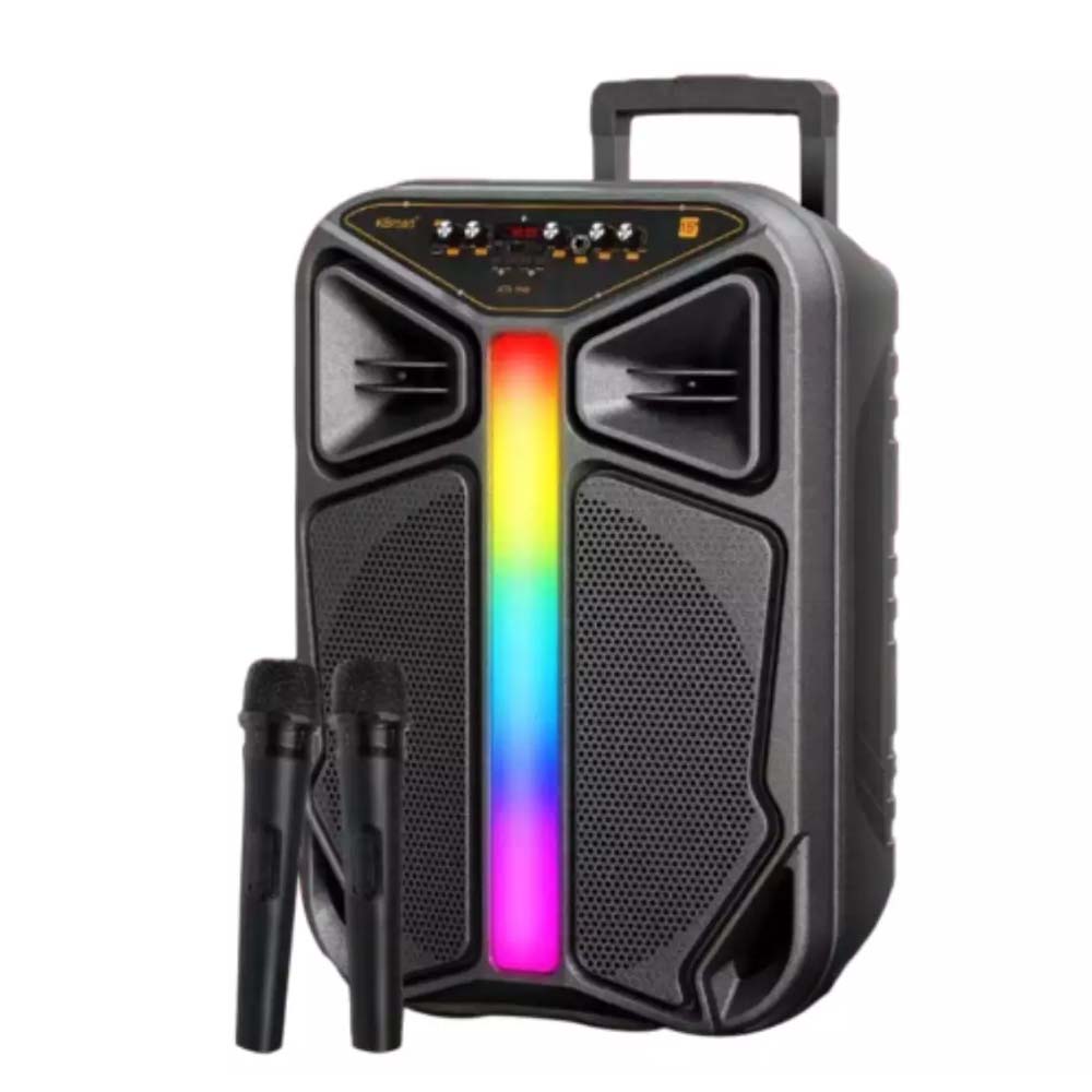 KTS-1849 15-Inch Trolley Bluetooth Karaoke Speaker with Wireless Microphones