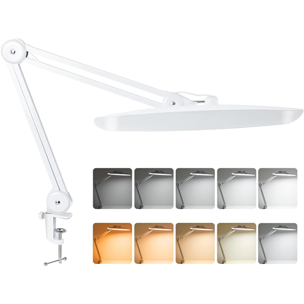 Nail & Work LED Desk Lamp 24W with Clamp – 2400 Lumens Ultra Bright Task Light