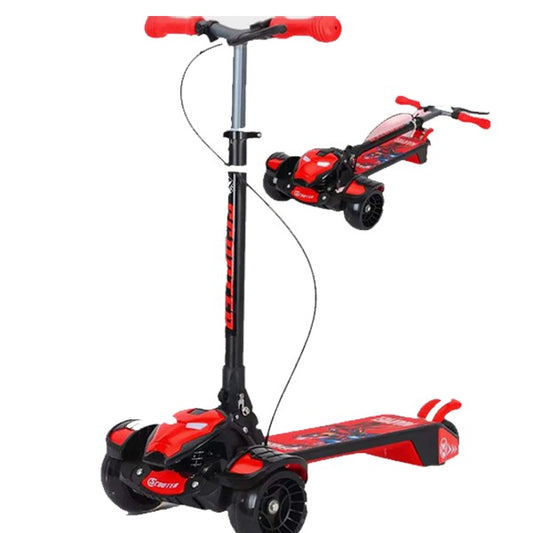 Marvel Scooter 3 Wheel Folding Adjustable Height for Ages 3–16 Years with Music and Light
