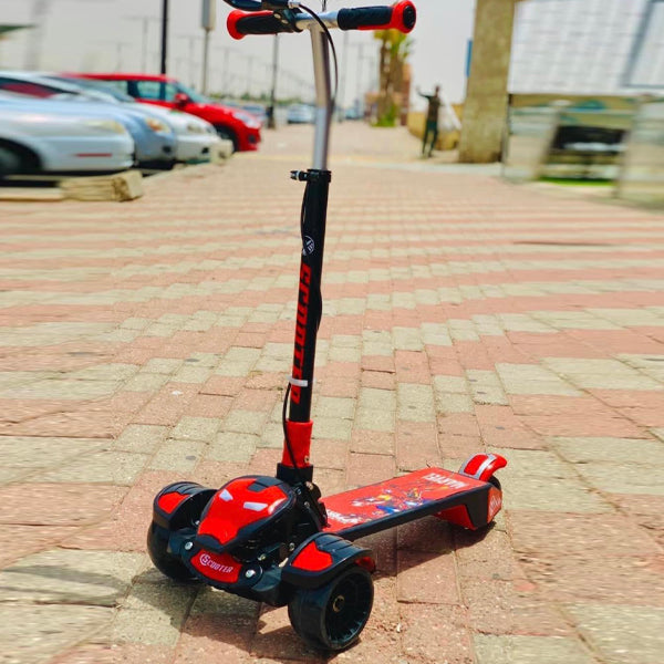 Marvel Scooter 3 Wheel Folding Adjustable Height for Ages 3–16 Years with Music and Light