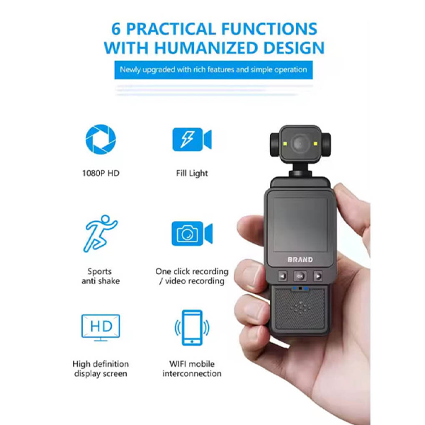 Mini Body Camera DV01 – Full HD, Wi-Fi, Rotatable Lens, Display