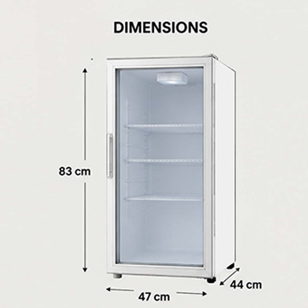 Mirage MR-SC92 Glass Door Showcase Refrigerator size details