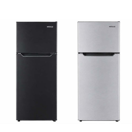 Mirage MSF-45 No Frost Top Mount Refrigerator Black and Silver
