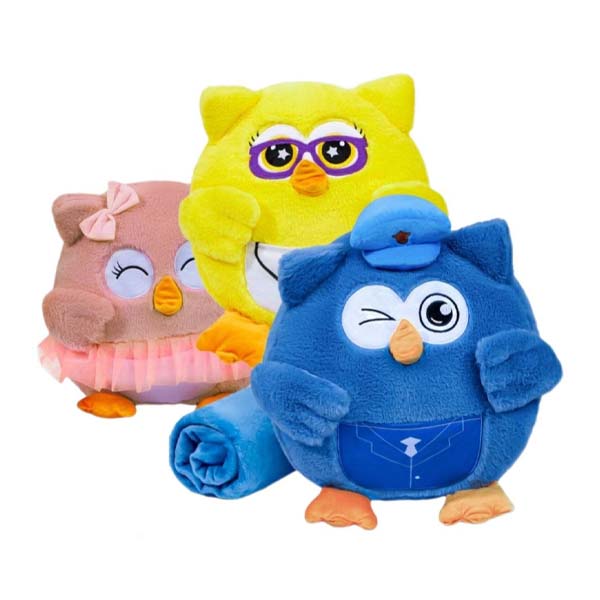 Cute Owl Throw Pillow & Nap Blanket – Soft Plush Toy Gift for Girls