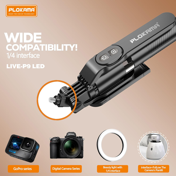 Plokama LIVE-P9 LED Selfie Stick Tripod 170cm with Remote