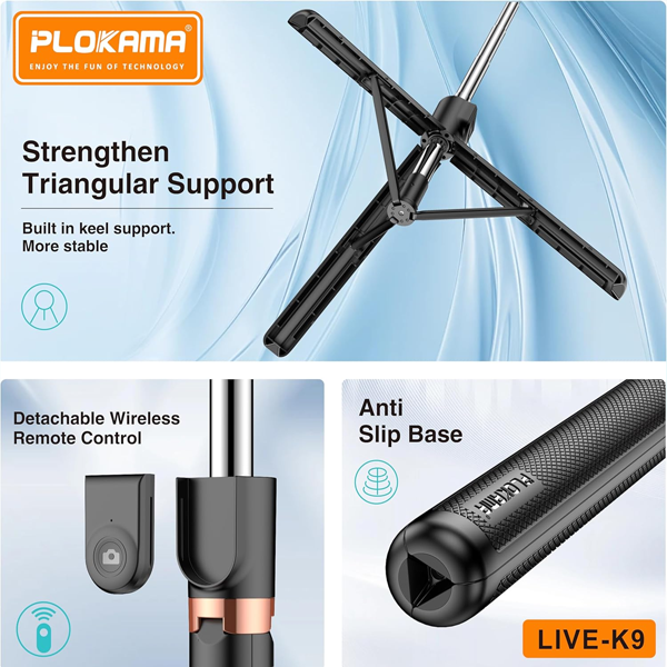 Plokama Live-K9 170cm Live Broadcast Stand with LED Light