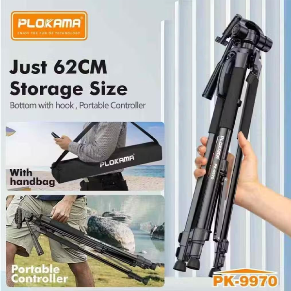 Plokama PK-9930 and PK-9970 Professional Tripods for Cameras and Phones