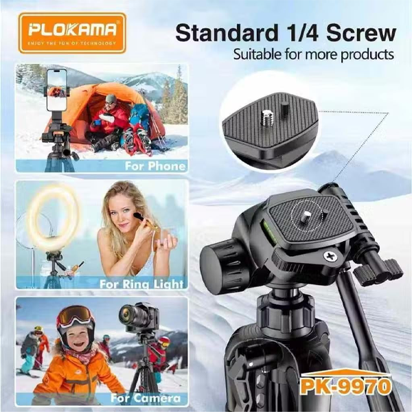 Plokama PK-9930 and PK-9970 Professional Tripods for Cameras and Phones