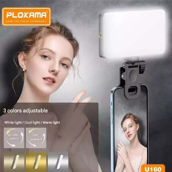 Plokama U160 LED Fill Light – Portable Rechargeable White Lighting for Selfies & Video